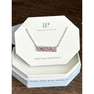 Bomb Party RBP5541 Geometric Diva Rose Quartz Cubic Zirconia Rhodium Plating